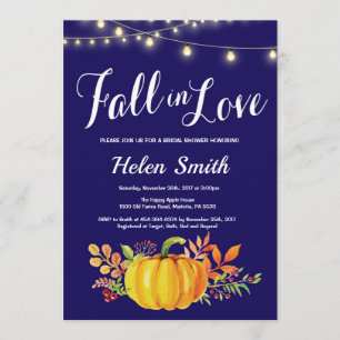 Navy Blue Fall Bridal Shower Invitation