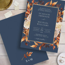Navy Blue Fall Floral Wedding