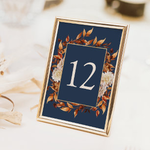 Navy Blue Fall Table Number