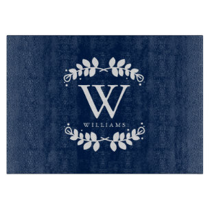 Navy Blue Family Monogram Cutting Board