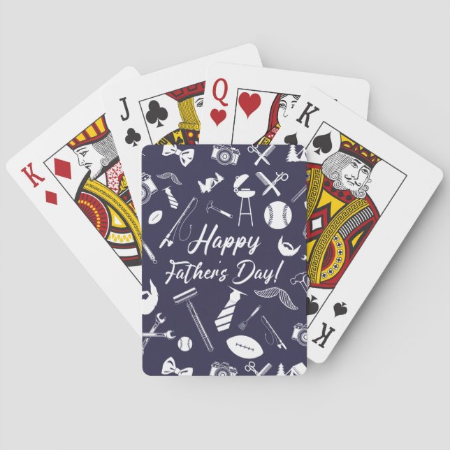Navy Blue Father's Day Playing Cards (Back)