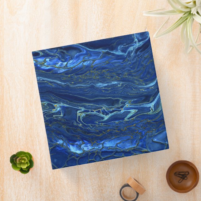Navy Blue & Faux Gold Marble Acrylic Abstraction  Binder (In Situ)