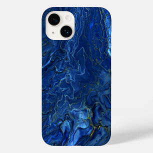 Navy Blue & Faux Gold Marble Acrylic Abstraction Case-Mate iPhone 14 Case
