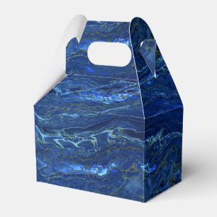 Navy Blue & Faux Gold Marble Acrylic Abstraction Favor Box