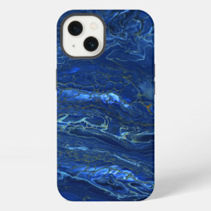 Navy Blue & Faux Gold Marble Acrylic Abstraction iPhone 13 Case