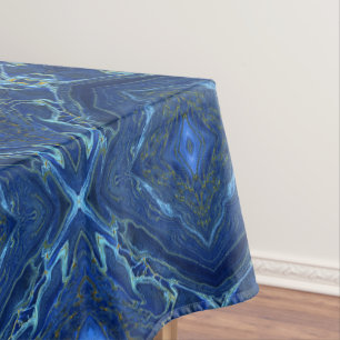 Navy Blue & Faux Gold Marble Diamonds Pattern  Tablecloth