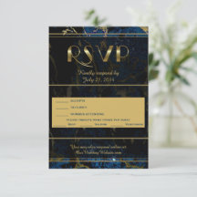 Navy Blue & (Faux) Gold Marble Wedding