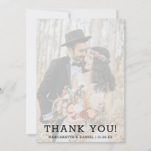 Navy Blue Faux Vellum Text Photo Wedding Thank You