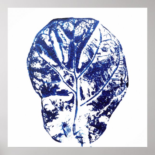 navy blue fiddle leaf fig poster (Front)