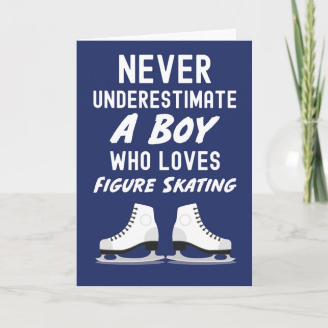 Navy Blue Figure Skating Cards For Baby Boys Kids (Front)