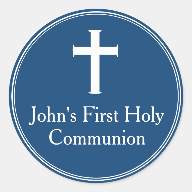 Navy Blue First Communion Favour Tag (Front)