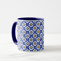 Navy Blue Floral Arabic Pattern