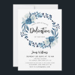 Navy blue floral baby dedication invitation<br><div class="desc">Celebrate your baby's dedication with this beautiful navy blue flowers design. The text and wording along with other features of this design can be personalized.</div>
