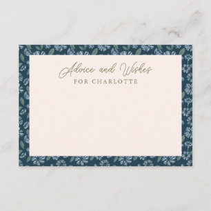 Navy Blue Floral Baby Shower Advice Card