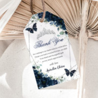 Navy Blue Floral Butterflies Quince 16th Birthday 