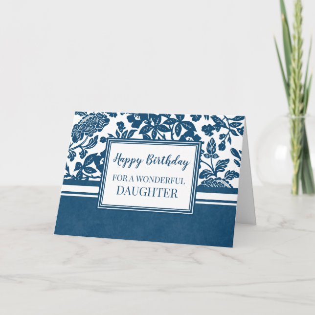 Navy Blue Floral Daughter Birthday Card (Front)