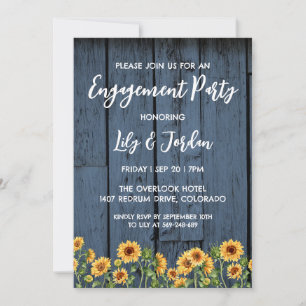 navy blue floral engagement party invitations
