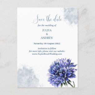 Navy Blue Floral enregistrer la date Carte postale