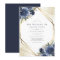 Navy Blue Floral Gold Geometric Modern Wedding