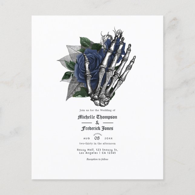 Navy Blue Floral Gothic Wedding Flyer (Front)