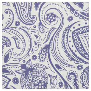 Navy Blue Floral Paisley-Custom White background Fabric