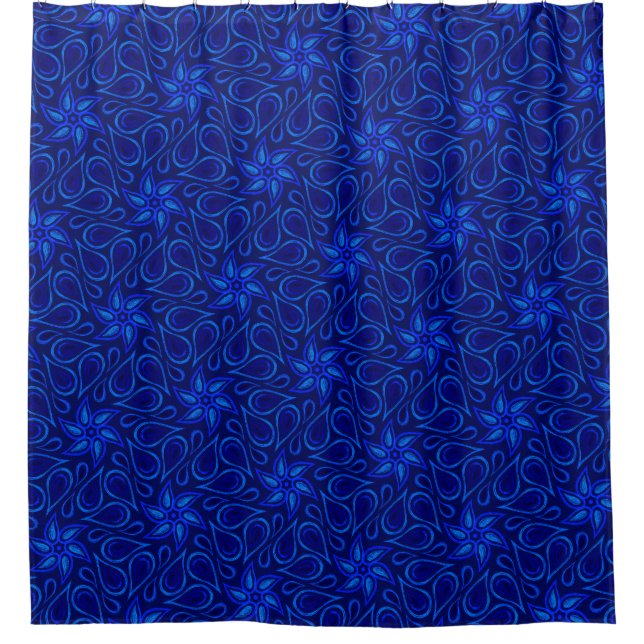 Navy Blue Floral Paisley Vibrant Flower Pattern (Front)