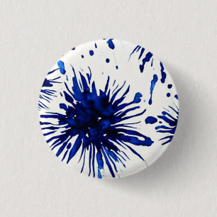 navy blue floral pattern 1 inch round button