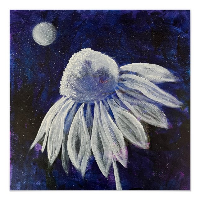 Navy Blue Floral Poster (Front)