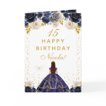 Navy Blue Floral Princess Happy Birthday