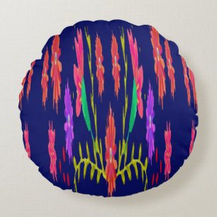 Navy blue floral round pillow
