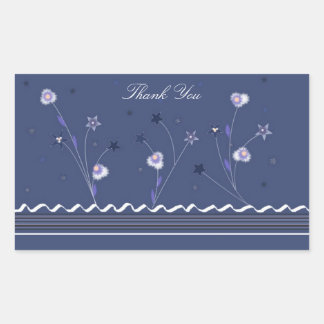 Navy Blue Floral Thank You Sticker
