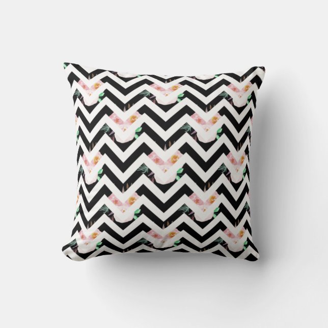 Navy Blue Floral Throw Pillows (Front)