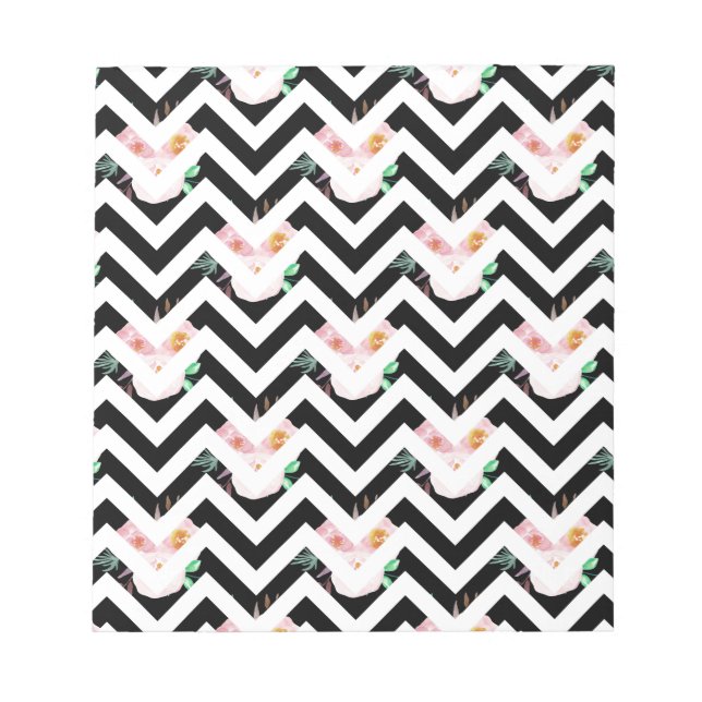 Navy Blue Floral Throw Pillows Notepad (Front)