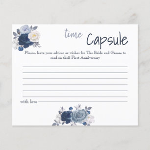 Navy Blue Floral Time Capsule Advice Card