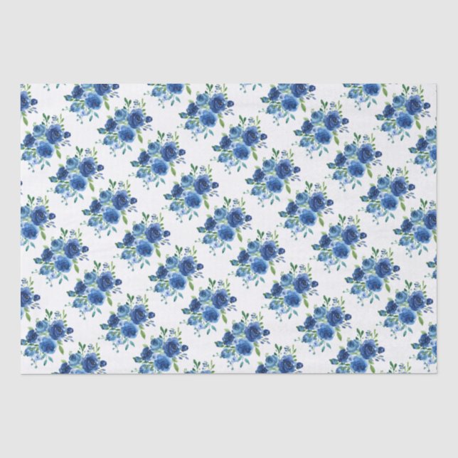Navy Blue Floral Tissue Paper (Front)