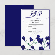 Navy Blue Floral Watercolor Wedding