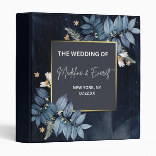 Navy Blue Floral Wedding Guest Book Binder