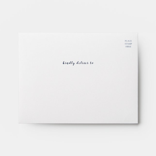 Navy Blue Floral Wedding Return Address  Envelope (Front)