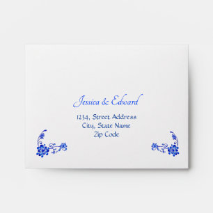 Navy Blue Floral Wedding RSVP Envelope
