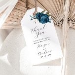Navy Blue Floral Wedding Thank You  Gift Tags<br><div class="desc">Elegant and modern wedding favour tag featuring watercolor illustration of navy blue peony and greenery.</div>