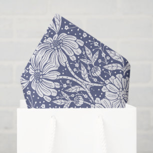 Navy Blue Floral William Morris Style Tissue Paper