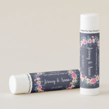 Navy Blue Floral Wreath Thank You Wedding Lip Balm