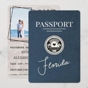 Navy Blue Florida Passport Save The Date