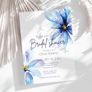Navy blue Flower Minimalist elegant Bridal Shower Invitation