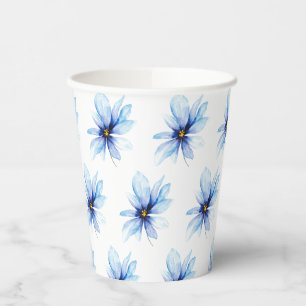 Navy blue Flower Minimalist elegant Bridal Shower Paper Cups