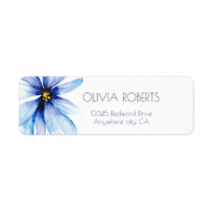 Navy blue Flower Minimalist Return Address Label