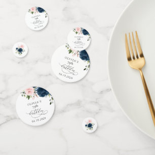 Navy Blue Flowers, Pink Flowers, Boho, Birthday Confetti