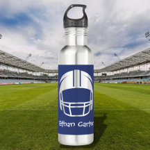 Navy Blue Football Helmet Sports Water Bottle