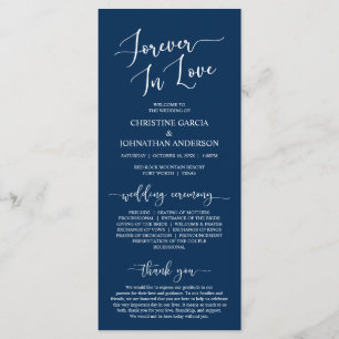 Navy Blue, Forever in Love, Wedding Ceremony Program