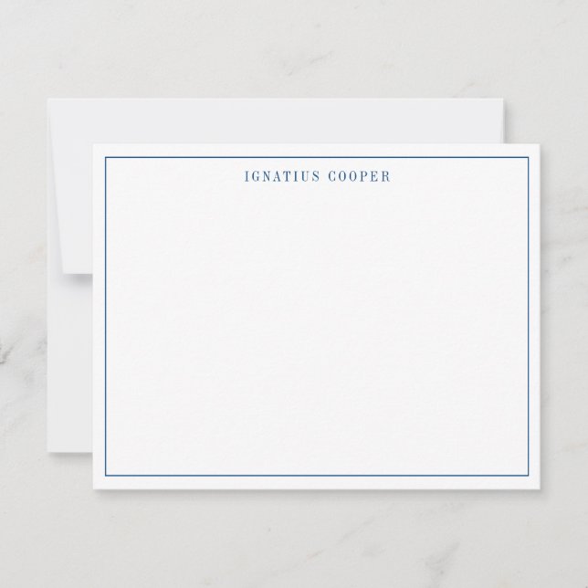 Navy Blue Formal Elegant Stylish Chic Thin Border Card (Front)